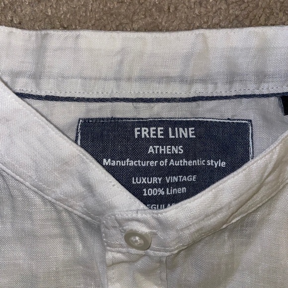 Free line 100% linen button up shirt size L - Picture 2 of 4